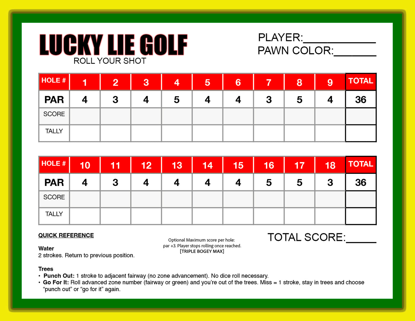 LUCKY LIE GOLF - BOARD GAME