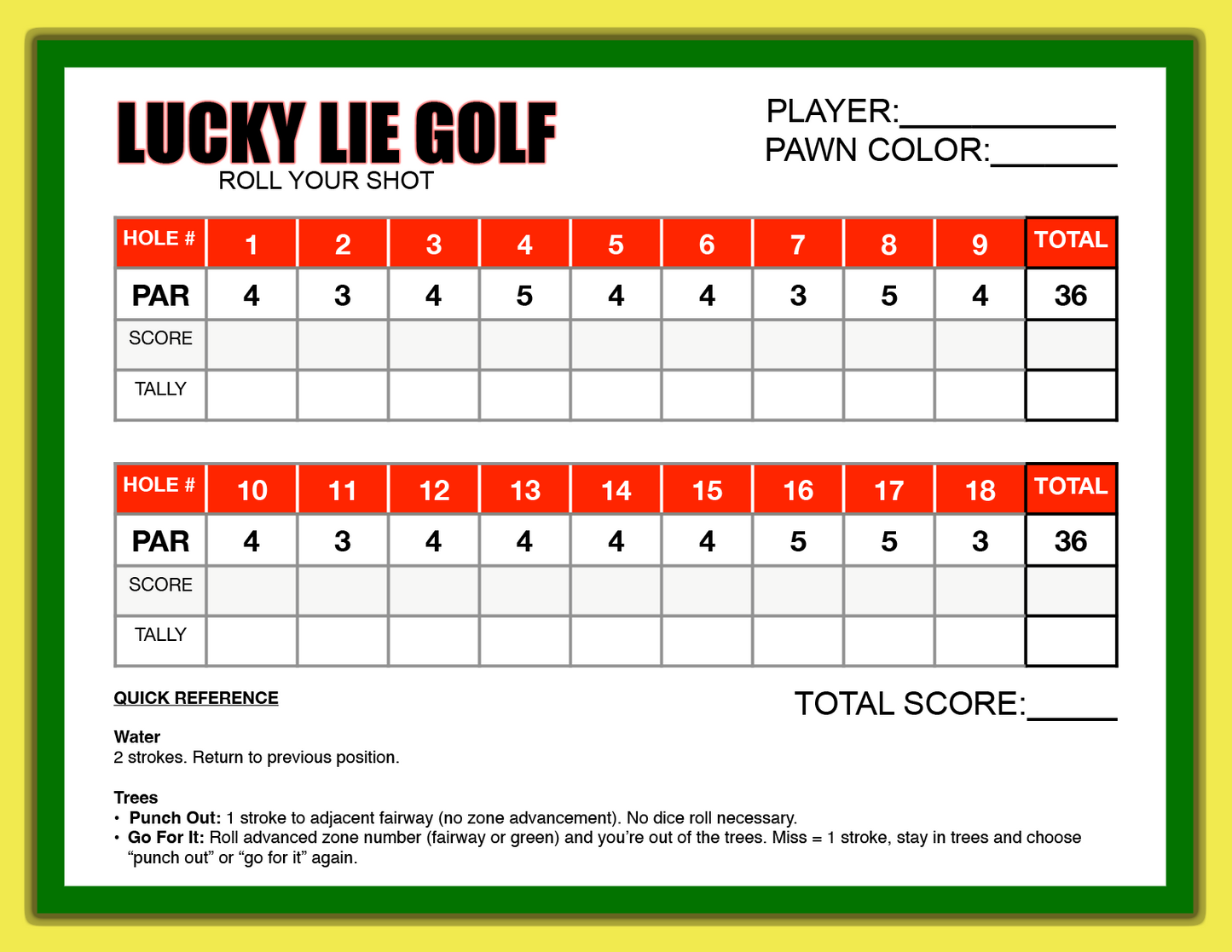 LUCKY LIE GOLF - BOARD GAME